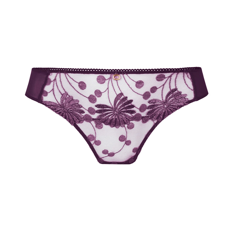 Navy lace underwear on a white background