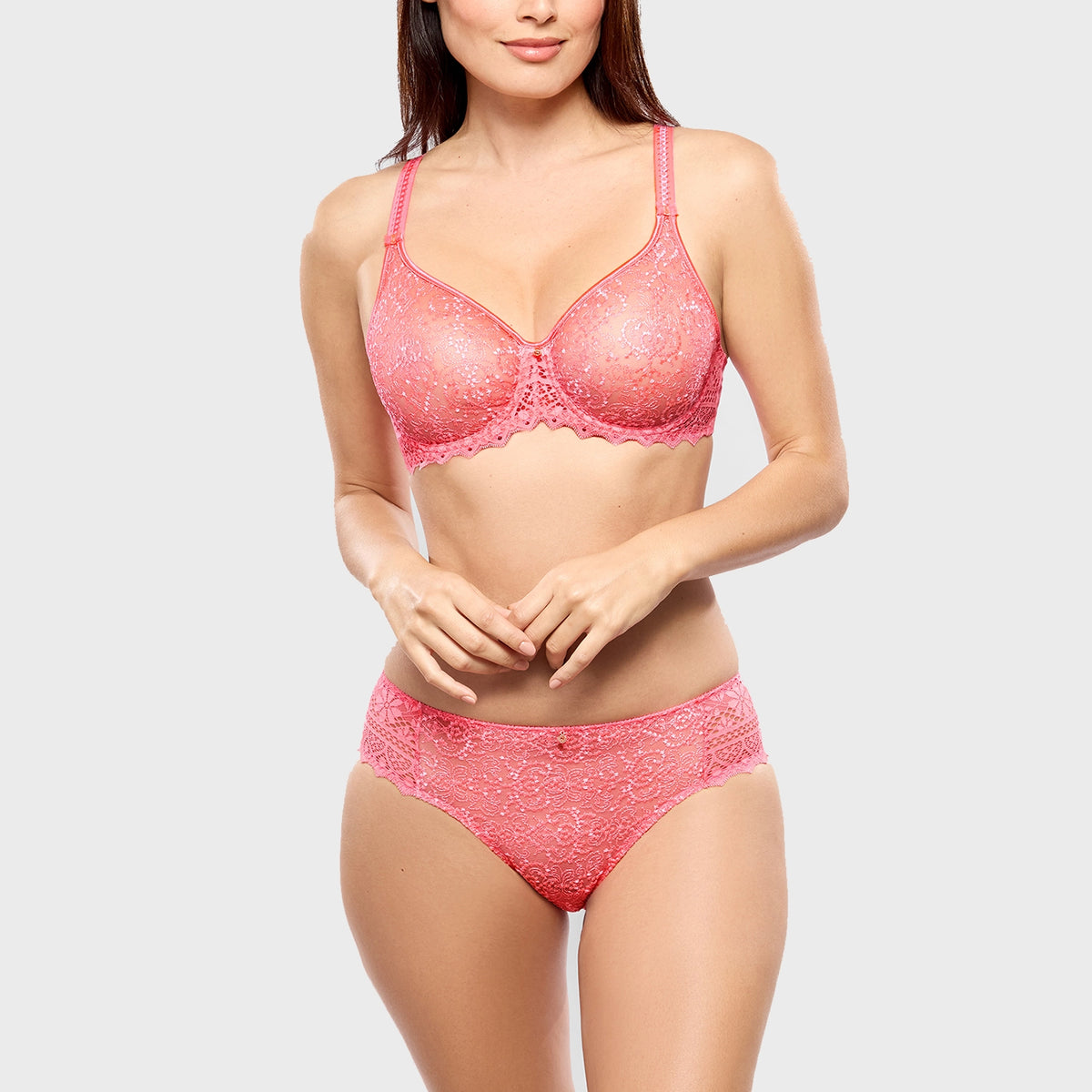 empreinte cassiopee pink brief and bra set