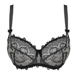 black lace bra on a white background