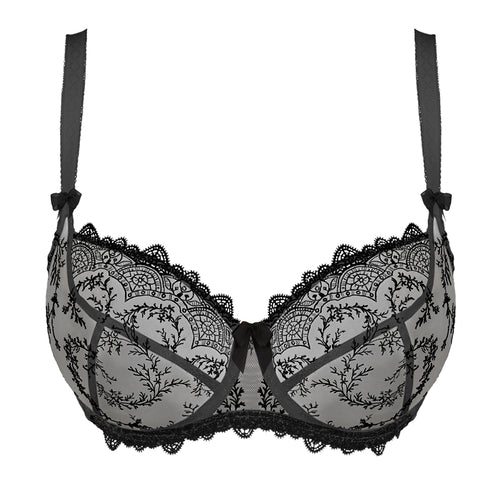 black lace bra on a white background