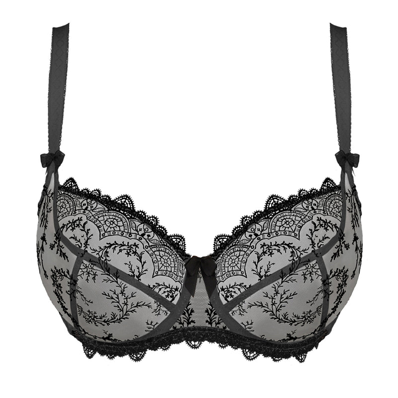 black lace bra on a white background