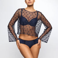 Avero Velvet Blue Tule Top