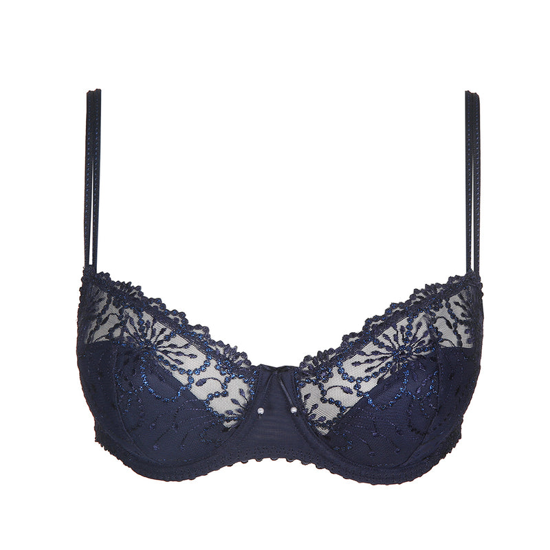 Jane Velvet Blue Lace Balconette Padded Bra