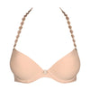 beige bra with decorative straps on a white background