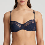 Jane Velvet Blue Lace Balconette Padded Bra