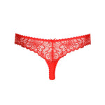 red lace thong back on a white background
