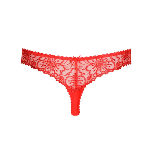 red lace thong back on a white background