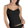 Cotton Seamless spaghetti top black