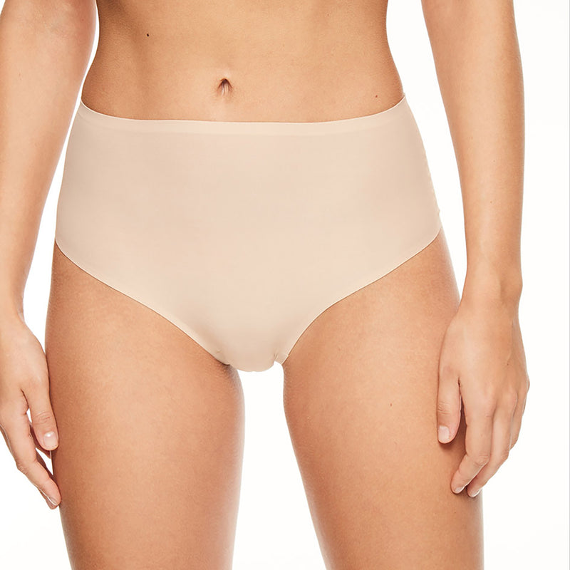 Chantelle Soft Stretch high waisted thong front | SHEEN UNCOVERED, Nude