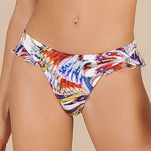 Alala Lido Print Ruffled Bikini Thong