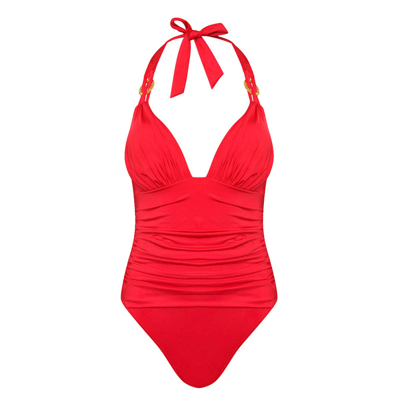 Sophia Red Halter Swimsuit